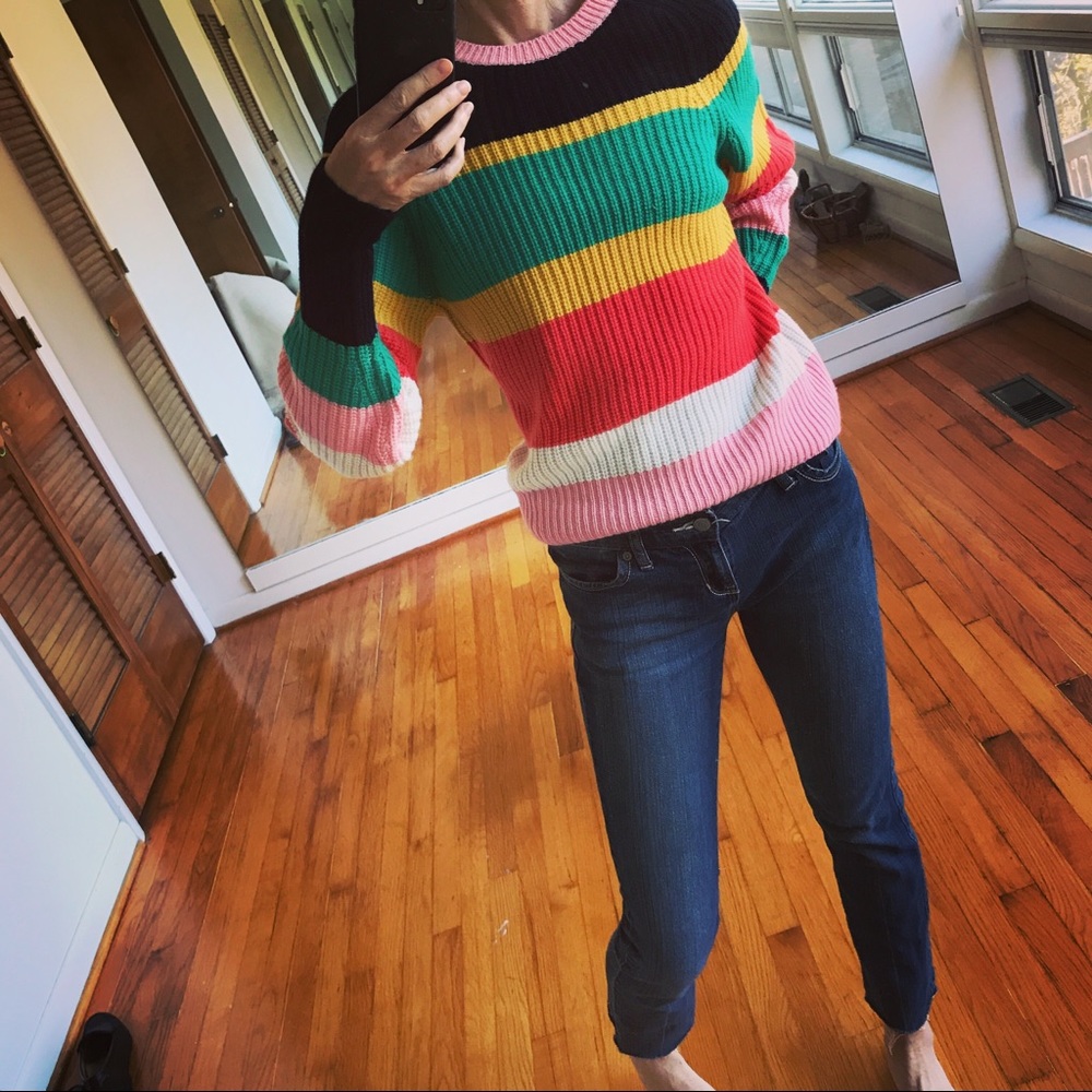 NWT Joie chunky striped crochet knit wool cashmere sweater - Picture 2 of 6